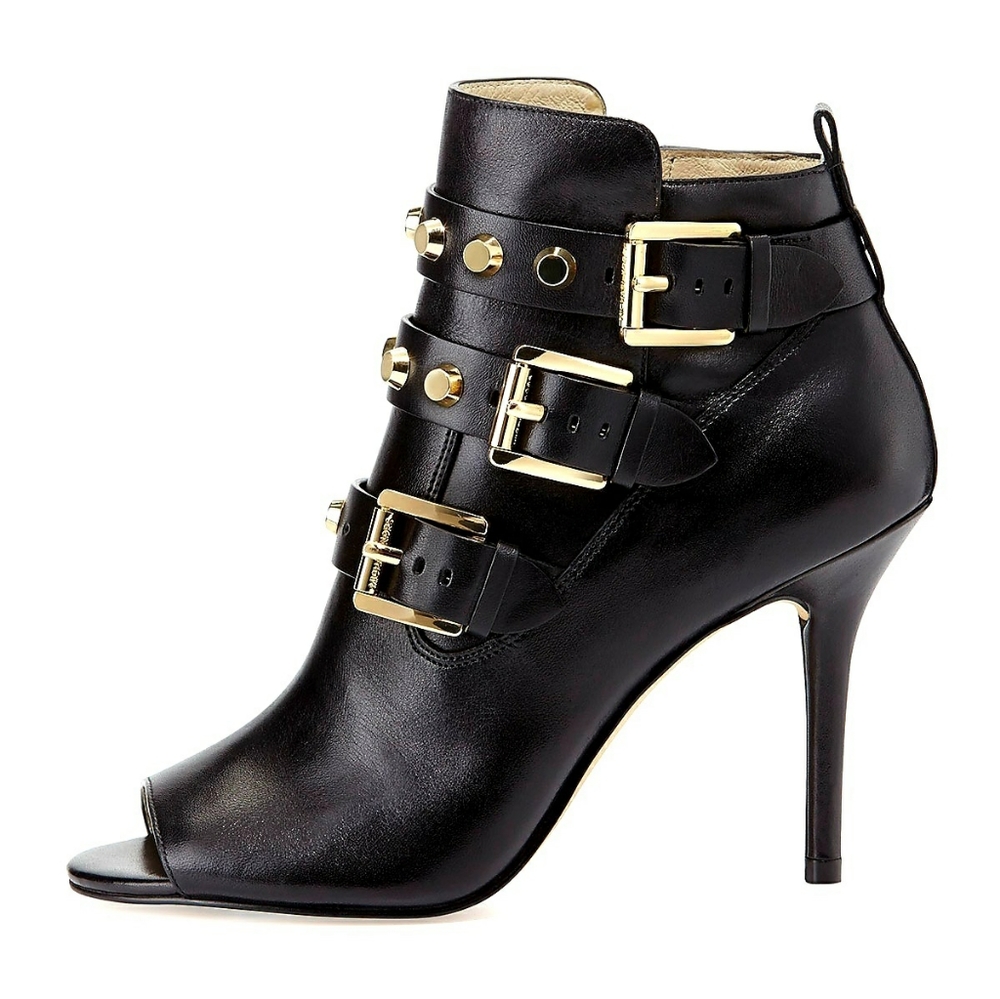 Michael Kors Bryn Open Toe Black Booties Womens 6